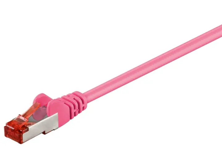 Goobay Kretskabel CAT 6, S/FTP (PiMF), magenta, 5 m kobberleder (CU), halogenfri kabelmantel (LSZH)