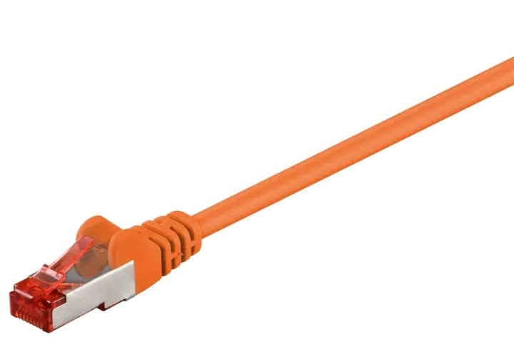 Goobay Kretskabel CAT 6, S/FTP (PiMF), oransje, 1 m kobberleder (CU), halogenfri kabelmantel (LSZH)