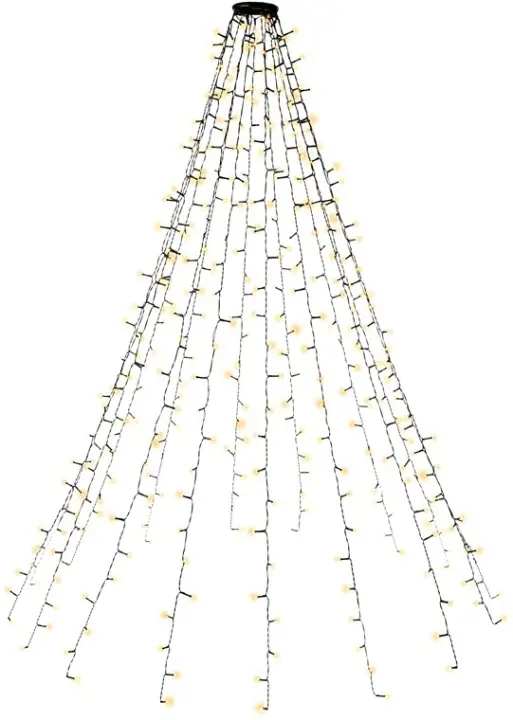 Goobay 400 LED juletrebelysning med ring, timer og minnefunksjon, 8 lysmoduser, 24 V ekstern transformator, varmhvit (3000 K), for innendørs og utendø