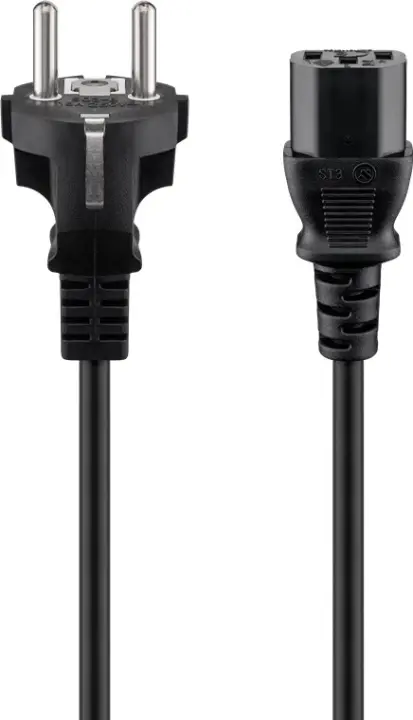 Goobay Tilkoblingskabel for kalde apparater, 3 m, svart Jordingsstift (type F, CEE 7/7) > Stikkontakt C13 (tilkobling av kaldt apparat)