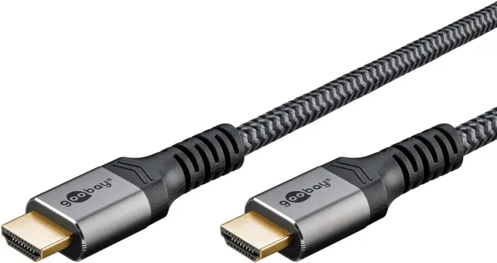 Goobay HDMI™-kabel med ultrahög hastighet, 1 m, Sharkskin Grey HDMI™-kontakt (typ A) > HDMI™-kontakt (typ A)