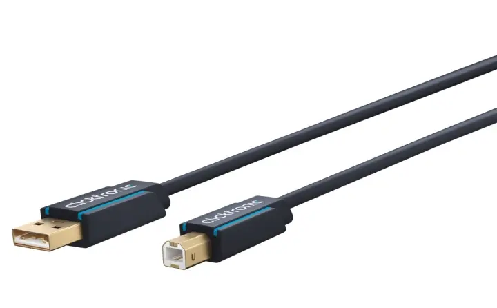 ClickTronic Adapterkabel fra USB-A til USB-B 2.0 Premium-kabel | USB A-kontakt USB B 2.0-kontakt | 1,8 m | 480 Mbit/s