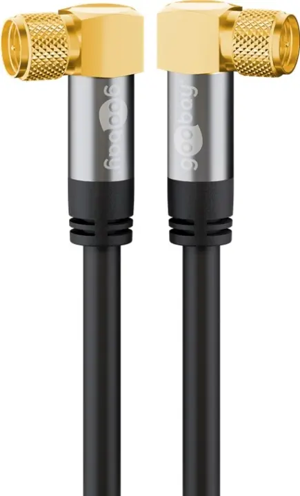 Goobay SAT-antennekabel (135 dB), 4 x skjermet gullbelagt, F-plugg 90° > F-plugg 90°, 10 m