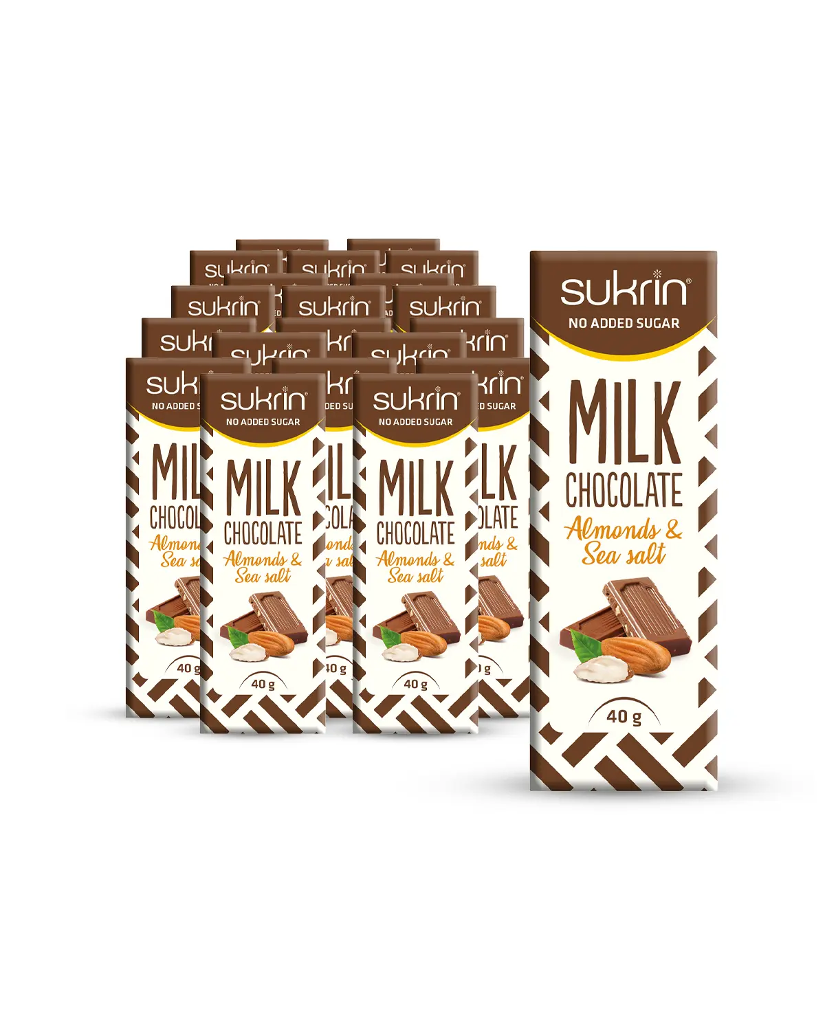Funksjonell Mat Sukrin Melkesjokolade med mandler &amp; havsalt 20x40g