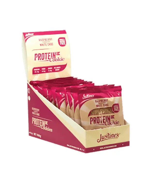 Justine's Cookies Raspberry White Chocolate 12x64g