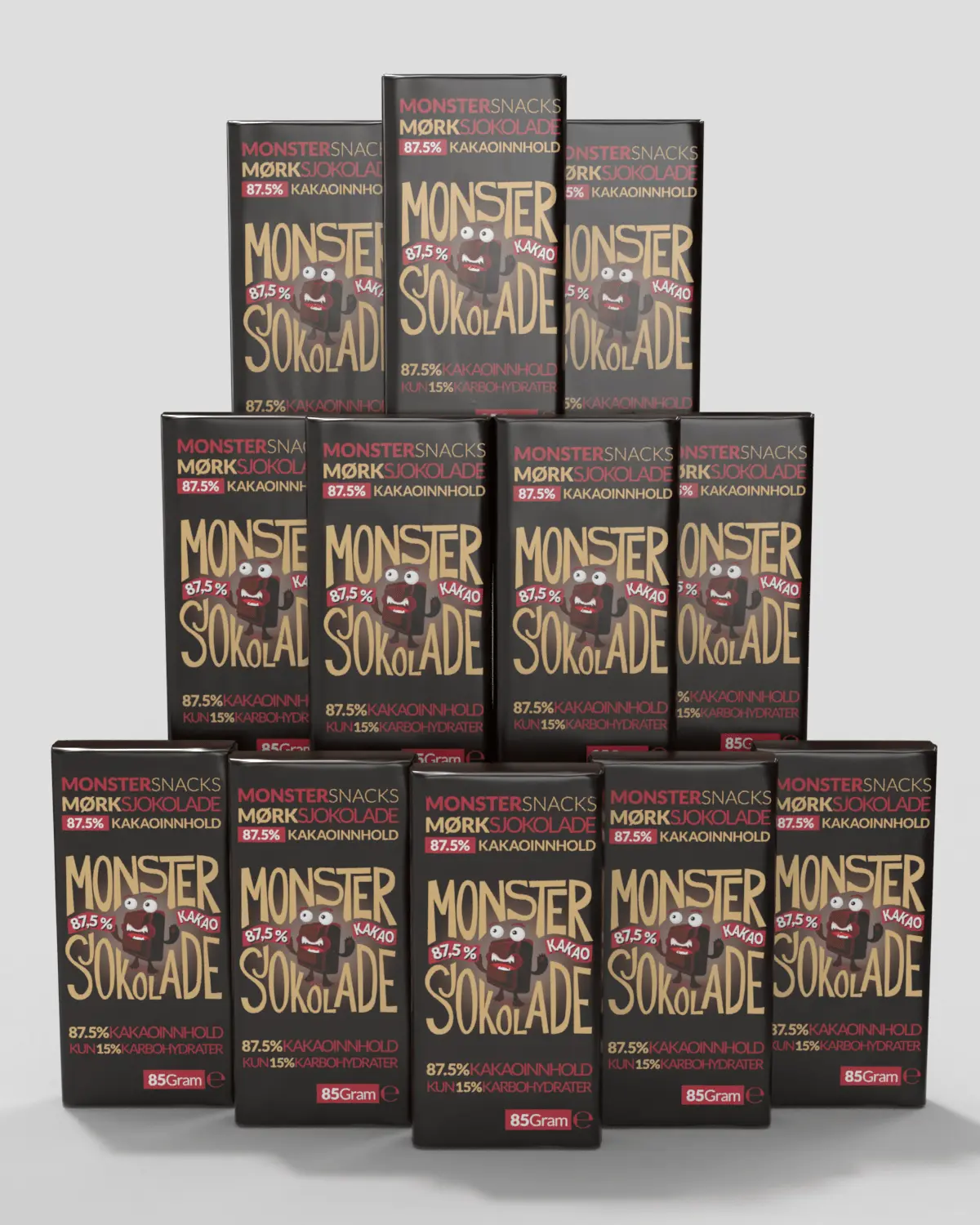 Monster Belgisk Ekstra Mørk Sjokolade 88% Kakao 12x85g