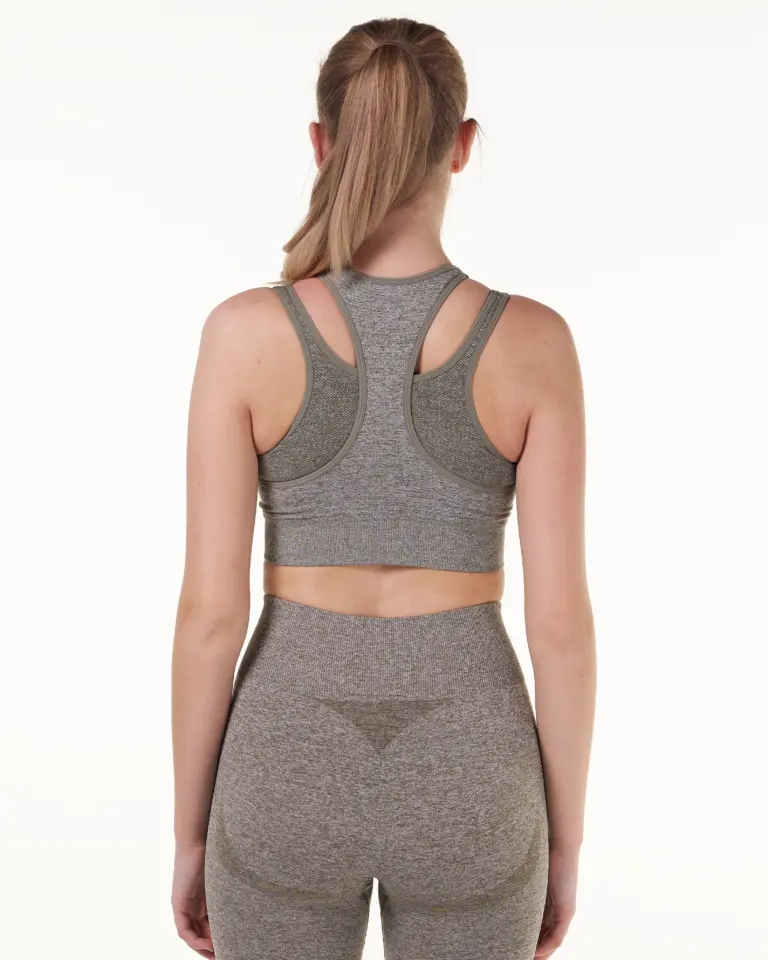 LEVITY Solar Cut Out Seamless Bra Green Burnt Marl