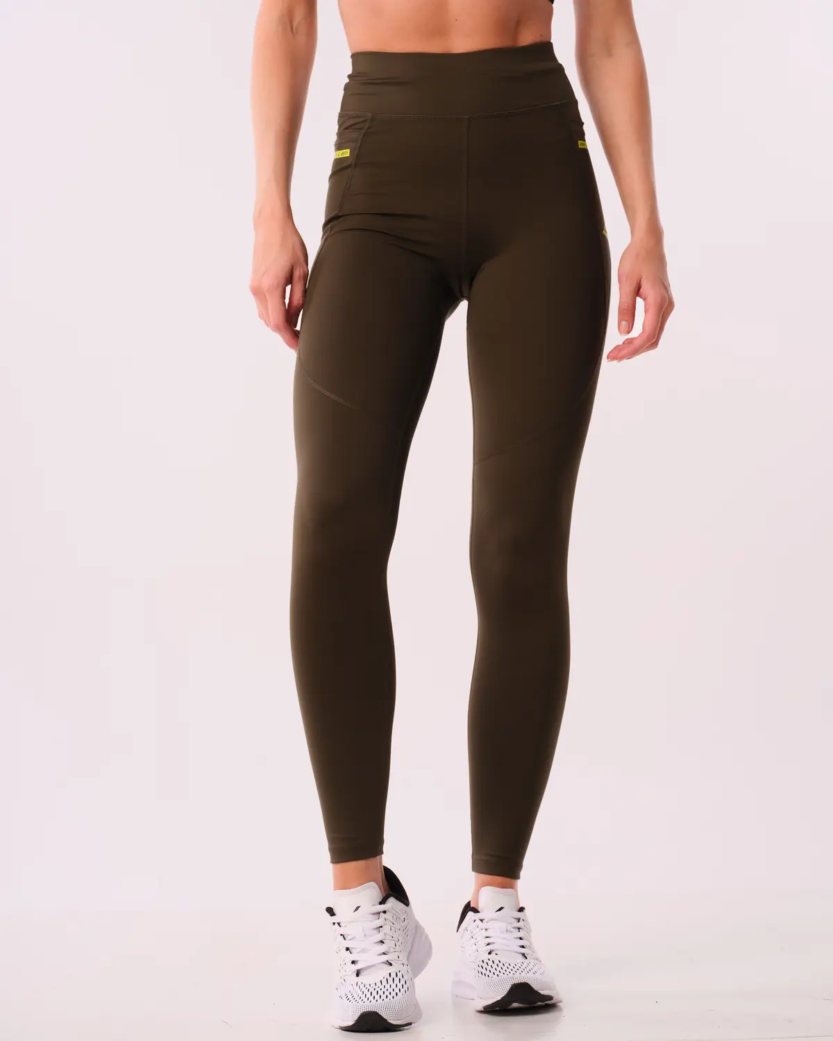 LEVITY Conquer Running Pocket Tights Green Forest