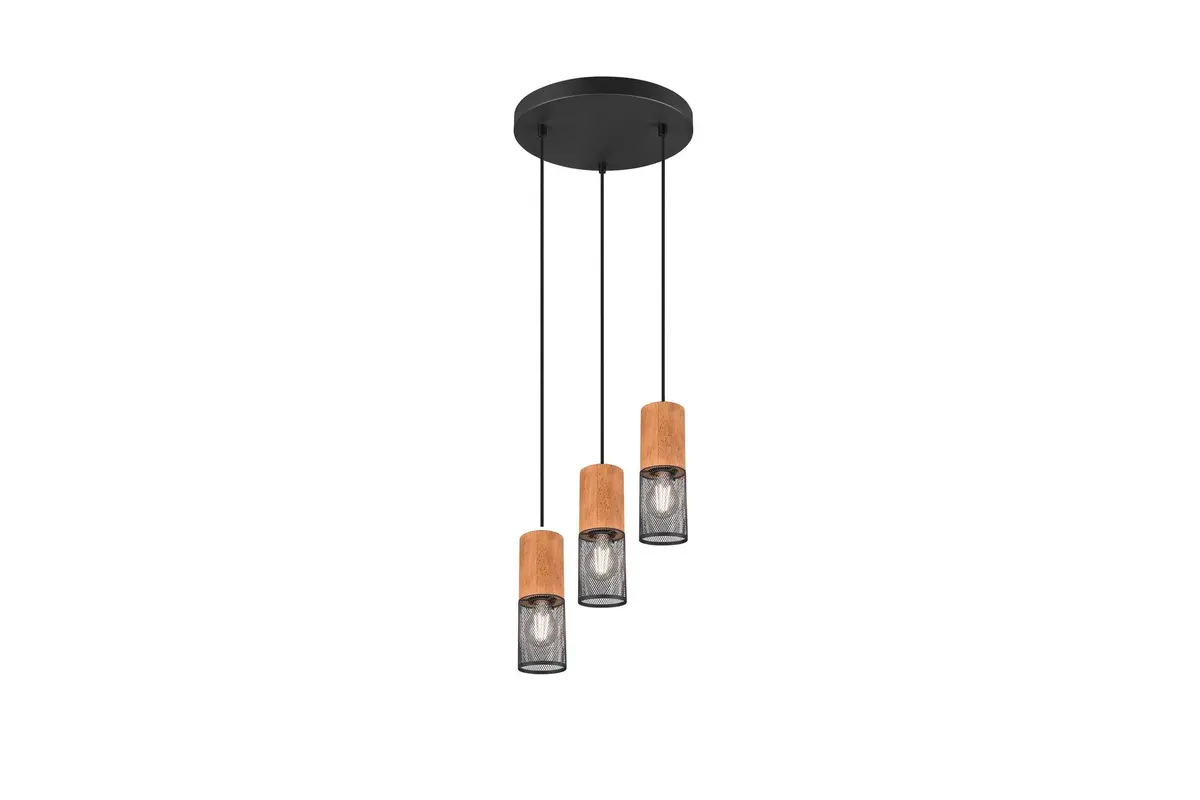 Trio Lighting Tosh taklampe 3L E27 matt sort