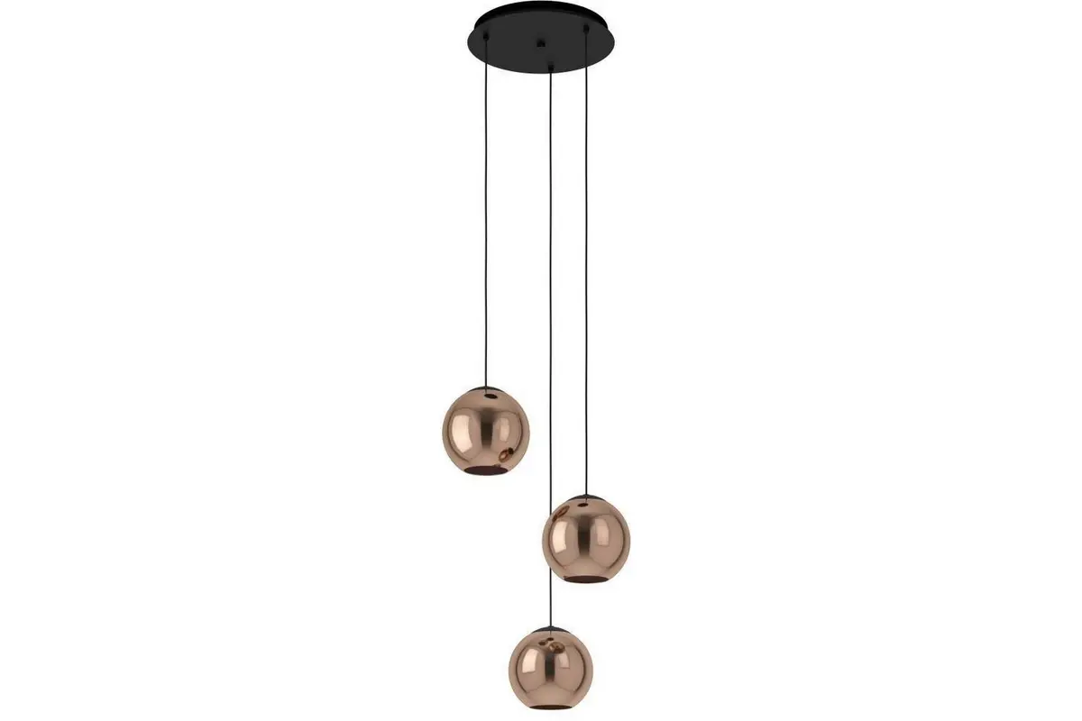 Takpendel Eglo Cordoba Rondell Svart/Kobber med 3 Lamper