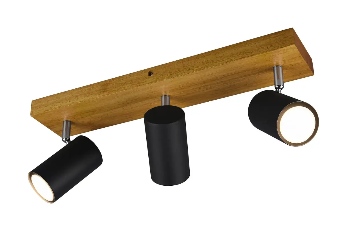 Trio Lighting Marley spot 3L GU10 matt svart/tre