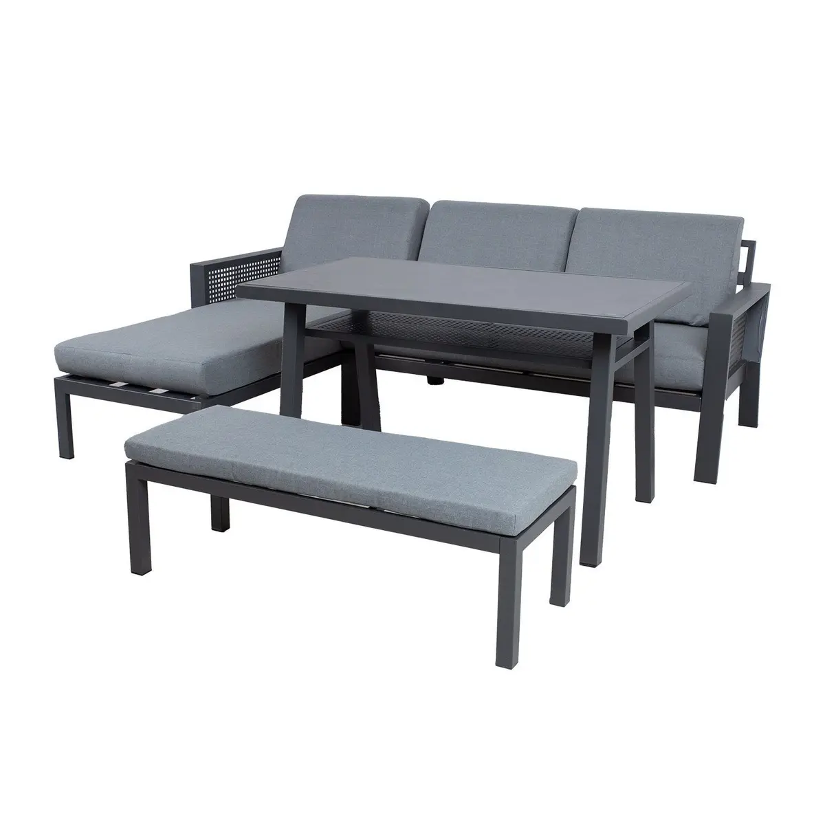 Hagemøbelsett HOME4YOU Delgado hjørnesofa, bord og benk