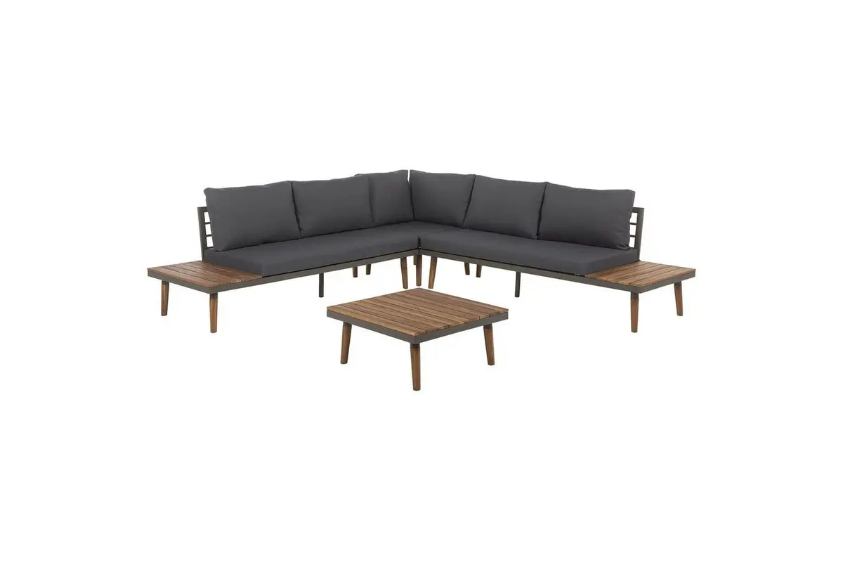 Loungegrupp Beliani Corato Grå/mörkt trä/ljust trä Grey||Dark wood