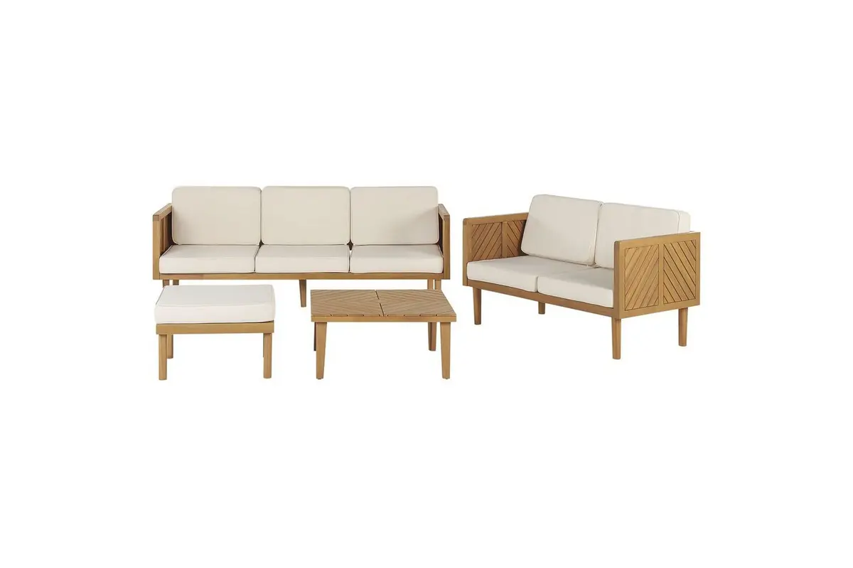 Loungegrupp med 2 sits soffa Beliani Baratti Light wood