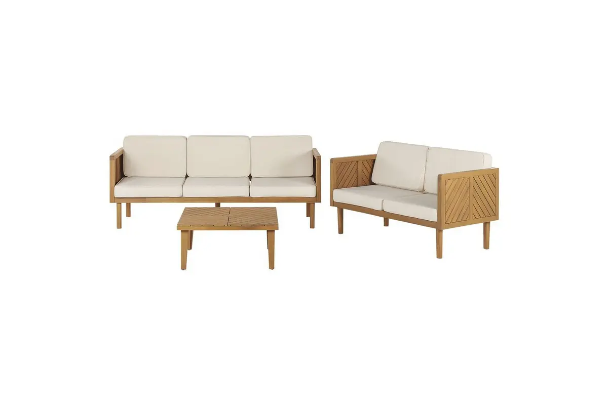 Loungegrupp Beliani Baratti 5-Sits Light wood