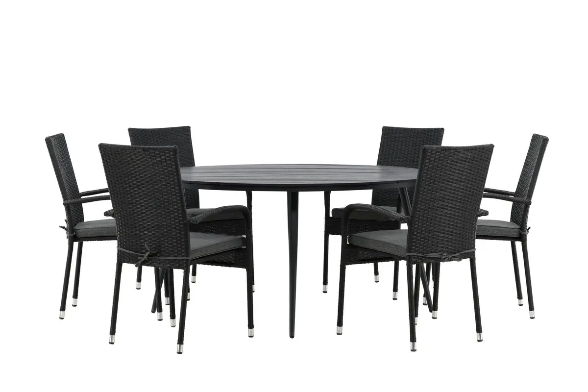 Break Spisegruppe Rund 150 cm + 6 Anna Spisestol