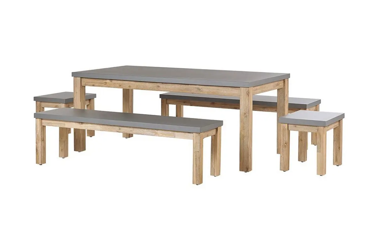 Hagesett med bord 2 benker og 2 stoler OSTUNI