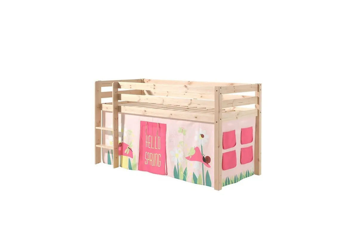 Middelseng med gardin Pino Spring Naturlig, Naturlig, Uten sklie, Uten tunnel, Uten lommer