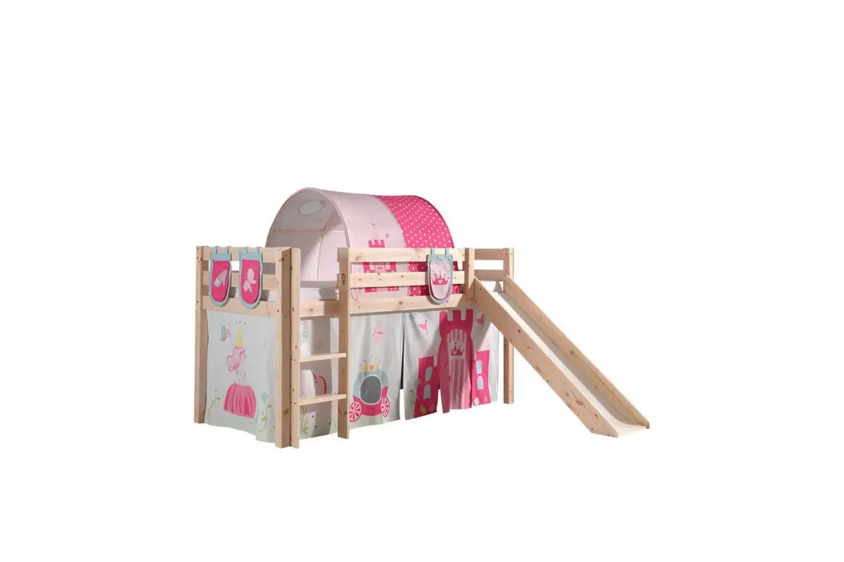 Middelseng med gardin Pino Princess Naturlig, Naturlig, Med sklie, Prinsesse, 3