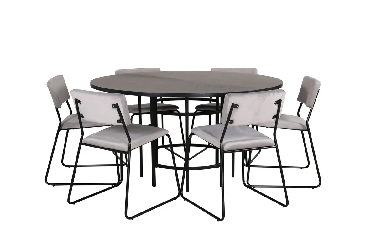 Copenhagen Spisegruppe 140 cm Rund med 6 Kenth Stoler