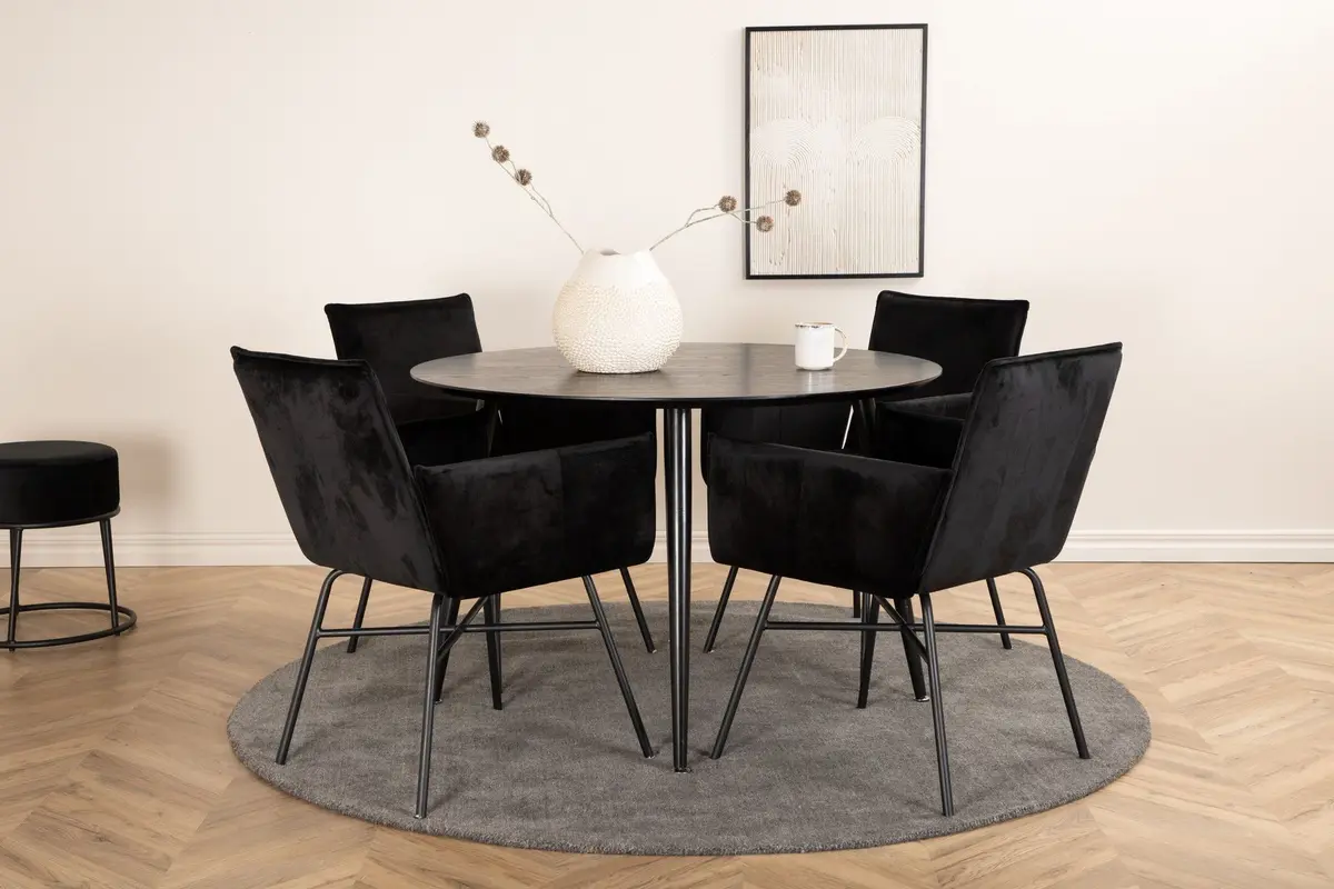 Dipp Matgruppe 115 cm Rund med 4 Petra stoler