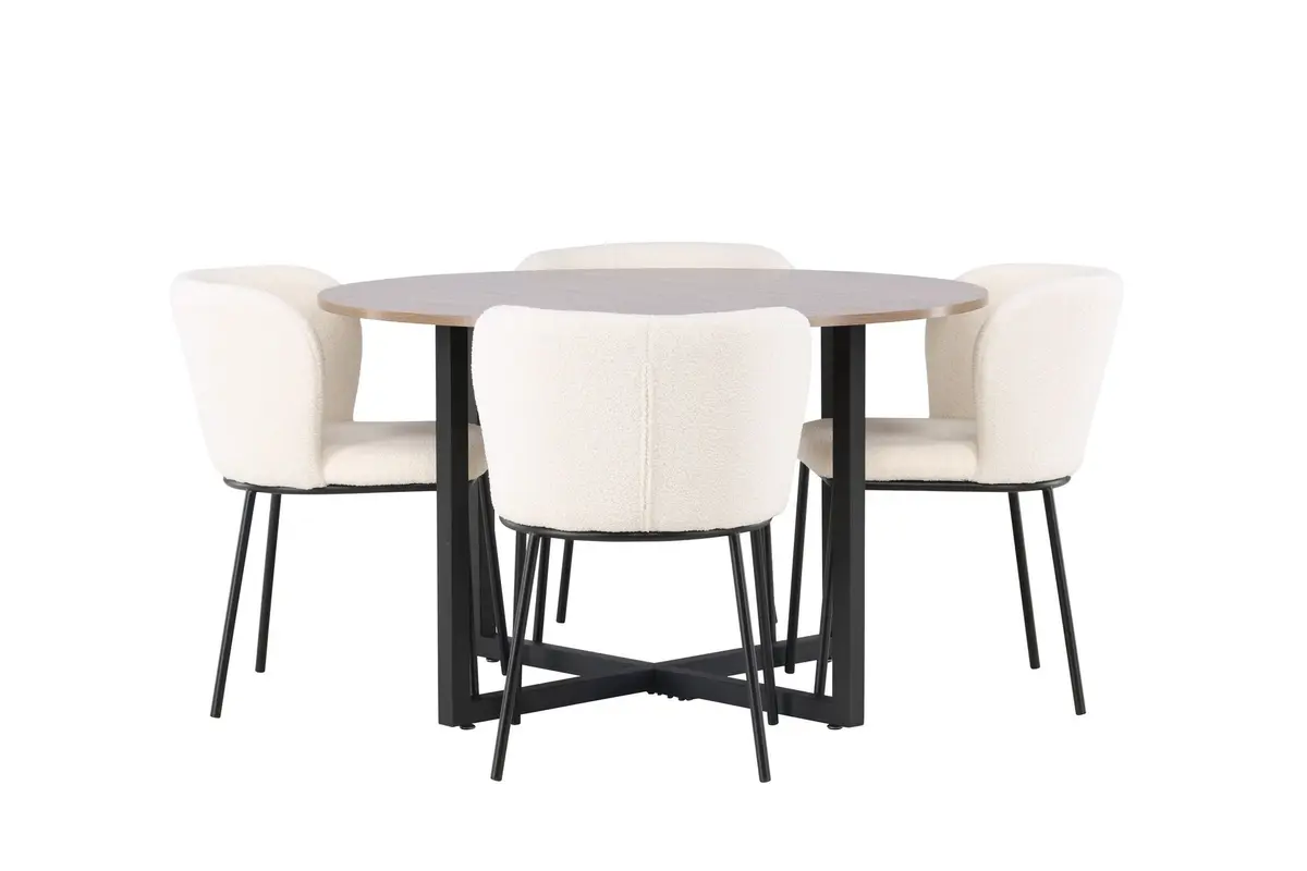 Durango Spisegruppe 120 cm Rund med 4 Edina Stoler
