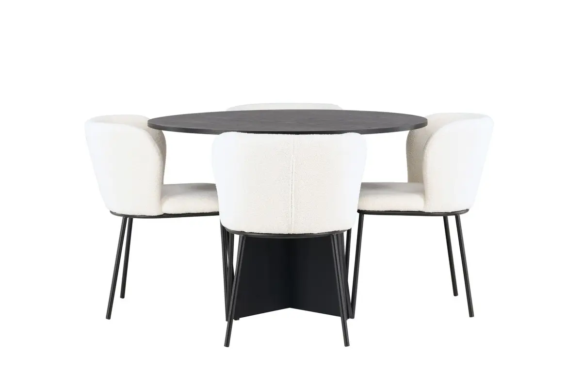 Edina Spisegruppe 110 cm Rund med 4 Edina Stoler