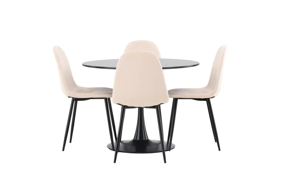 Glade Spisegruppe 100 cm Rund med 4 Polar Stoler