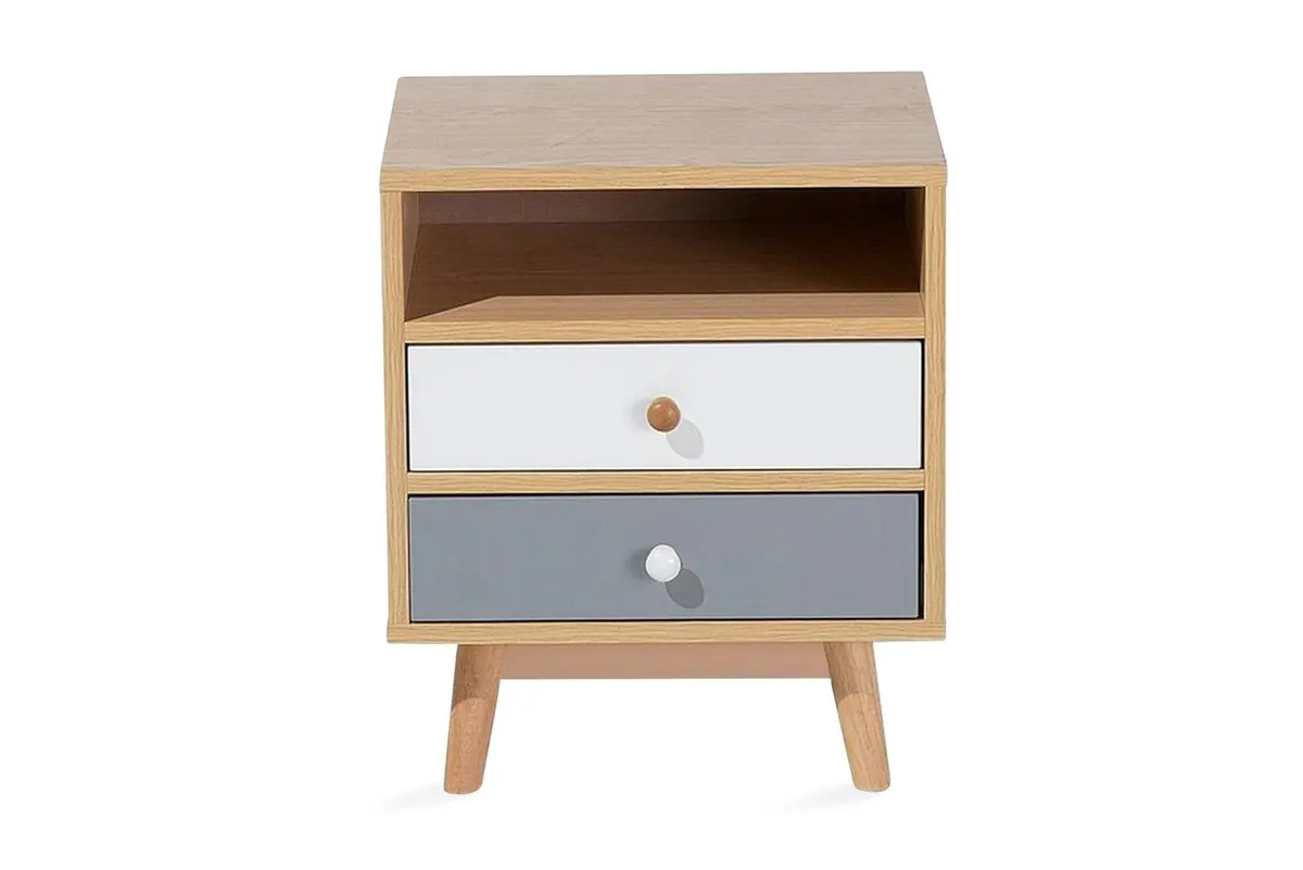 Peinmore Nattbord 40 cm med Oppbevaring 2 Skuffer + Hylle