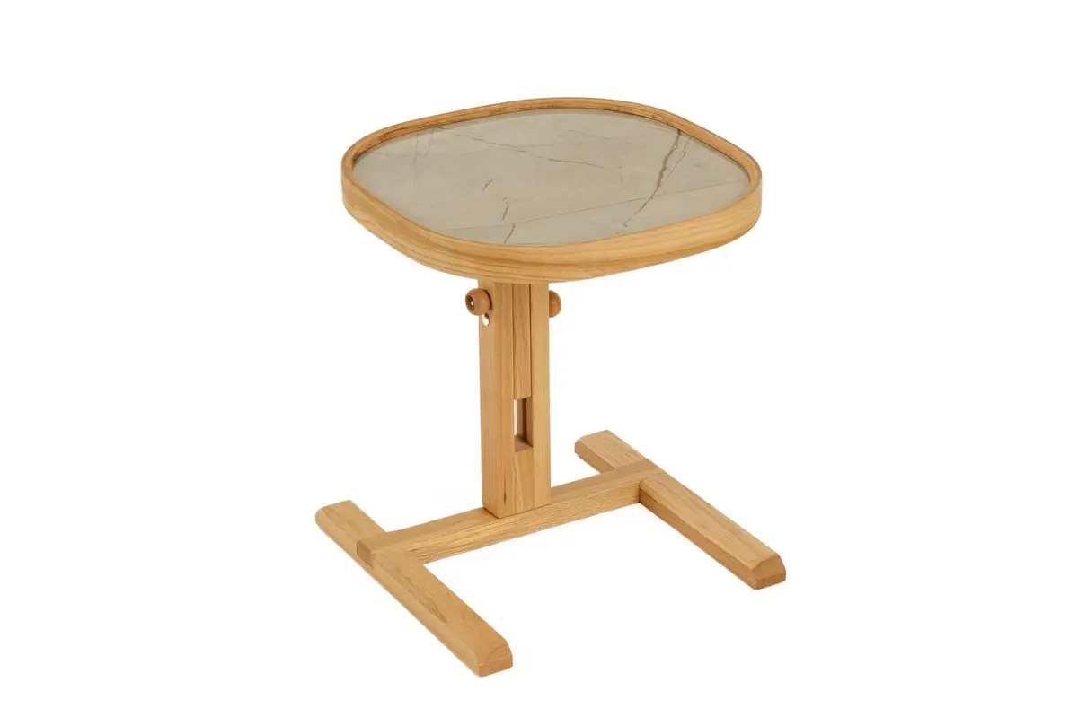 Sidebord Wallxpert Opus Kare (42 x 43 x 42 cm) Eik Grå Marmor
