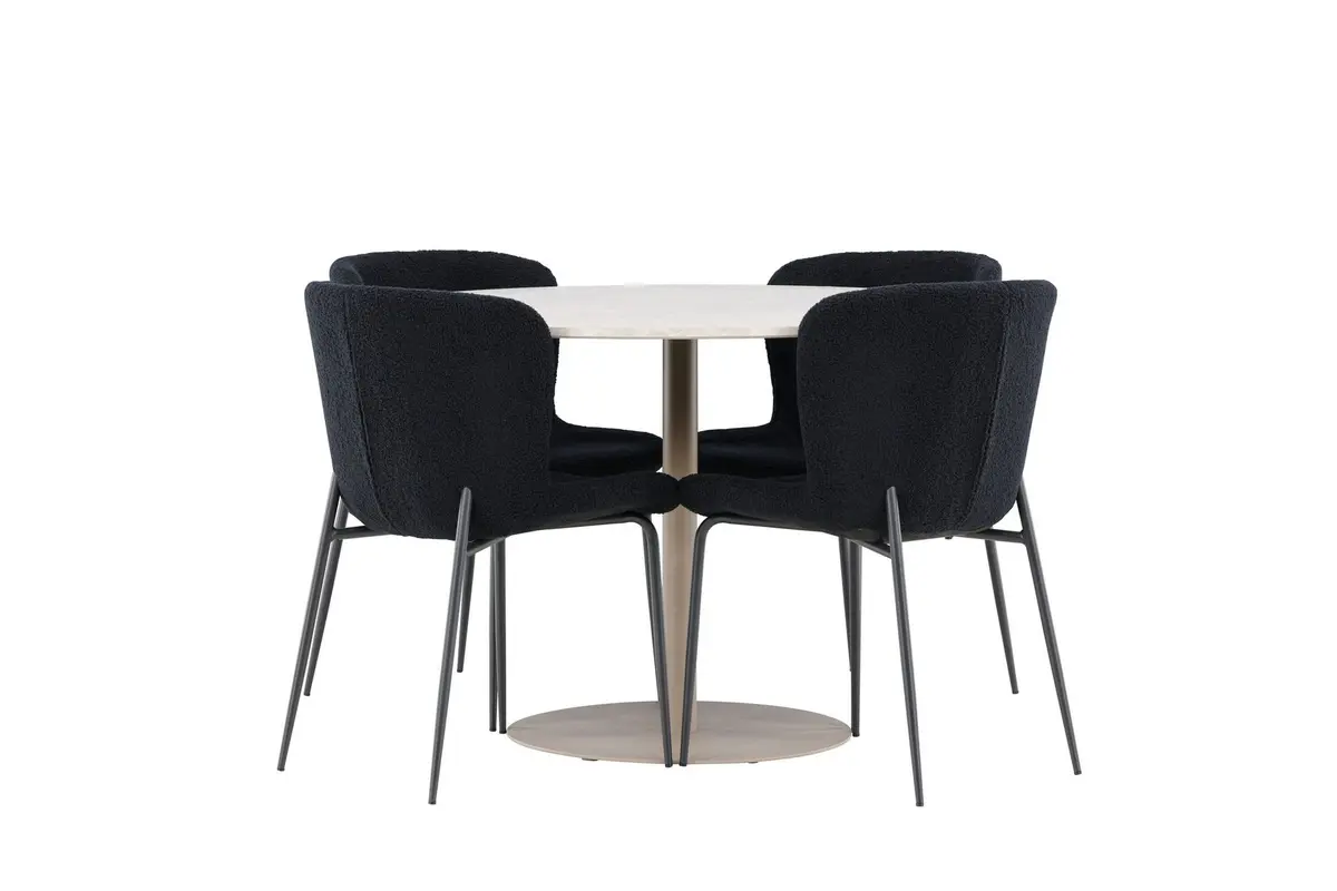 Lycke Spisegruppe 110 cm Rund med 4 Modesto stoler