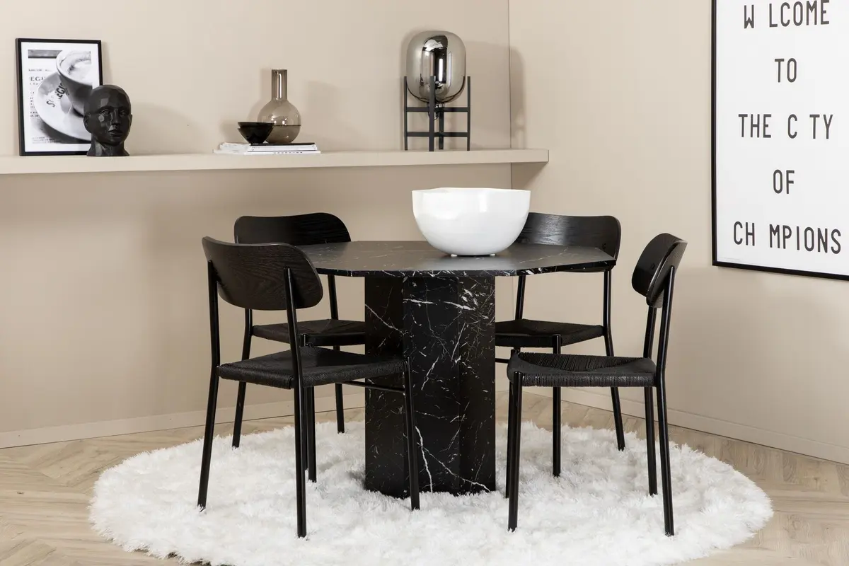 Marbs Spisegruppe 110 cm Rund med 4 Polar Stoler