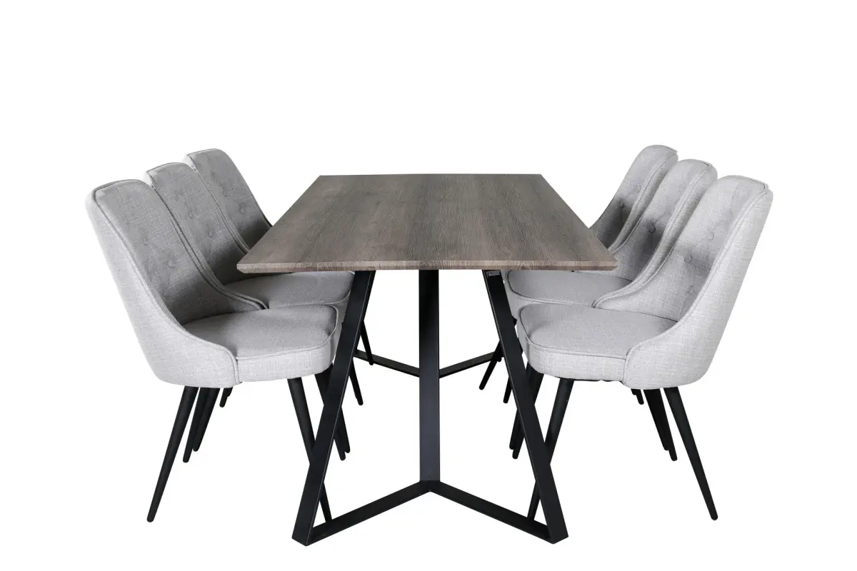 Marina Spisegruppe 180 cm Rektangulær med 6 Velvet Stoler