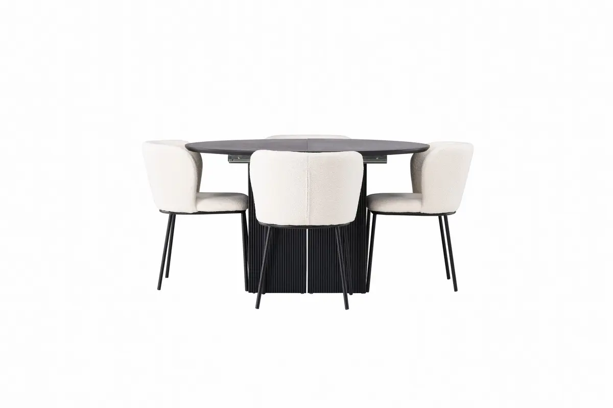 Matilda Spisegruppe 130 cm Rund med 4 Edina Stoler