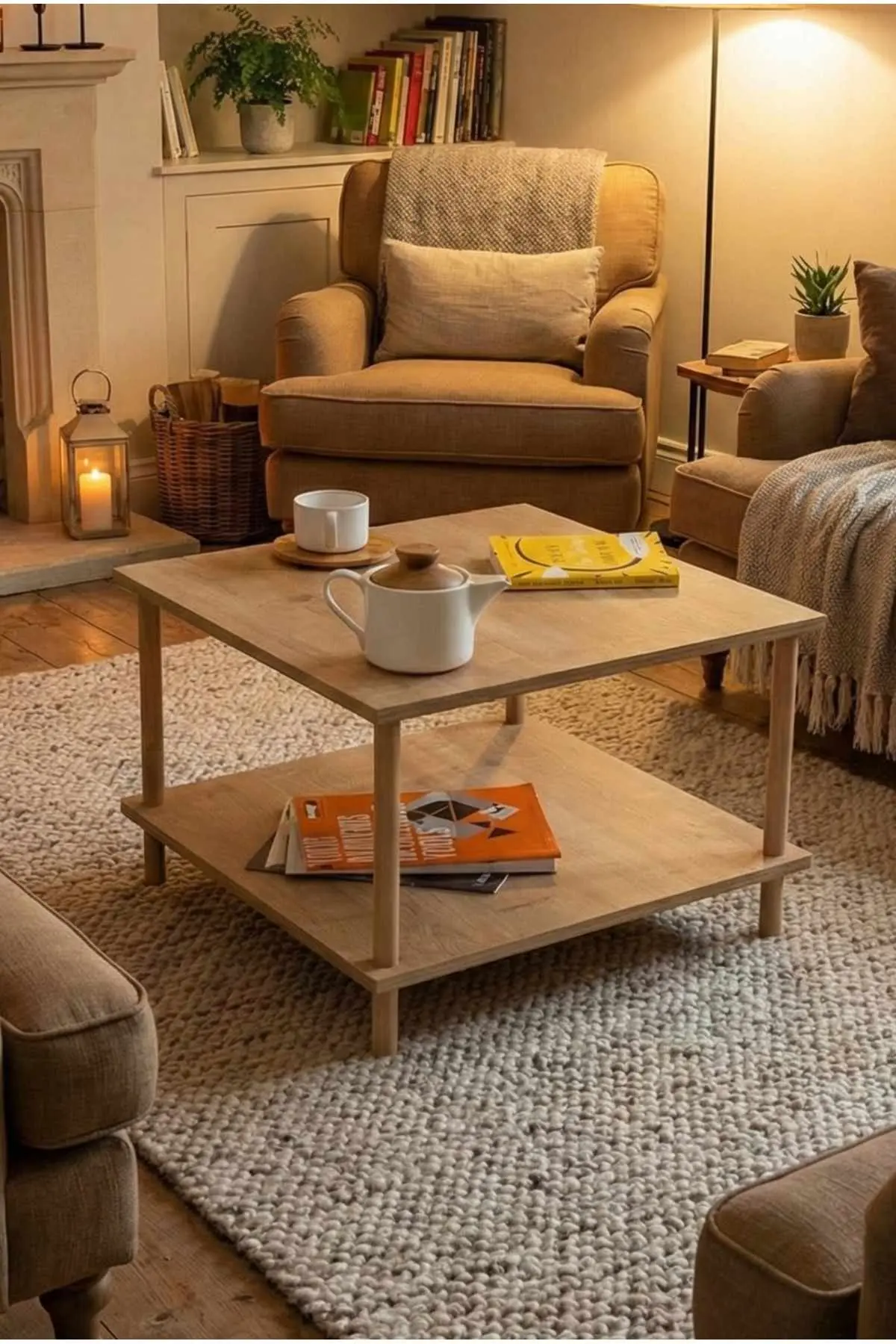 Sofabord Hanah Home Peka Mini (60 x 42,5 x 60 cm) Sapphire Oak