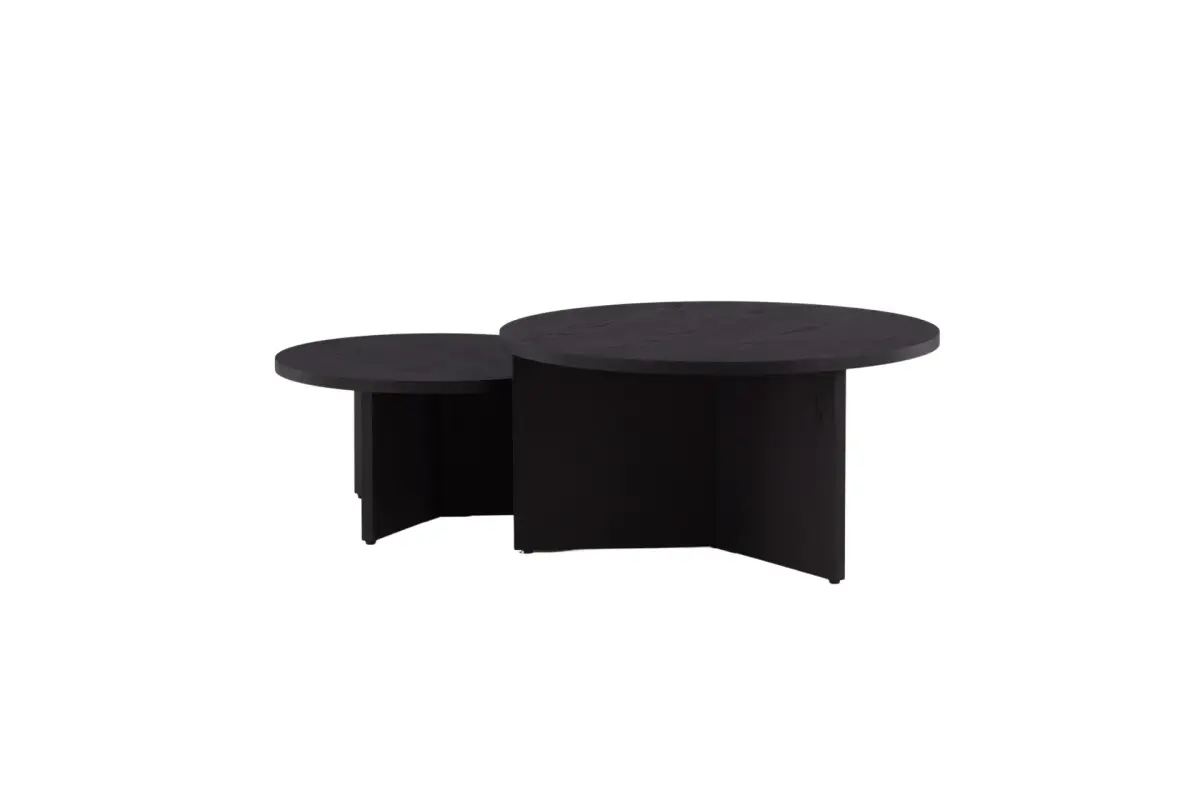 Sofabordsett Saltø 2stk Runde 85 cm/65 cm Tre Svart