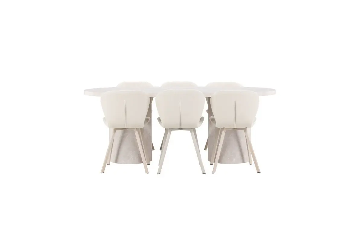 Spisegruppe Narvik 100x200 cm Beige med 6 Lilja Stoler