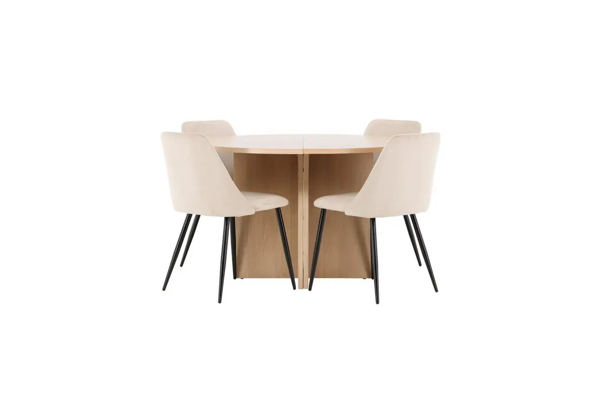 Spisegruppe Strada Rund 120/170 cm med Night Stoler 4 stk