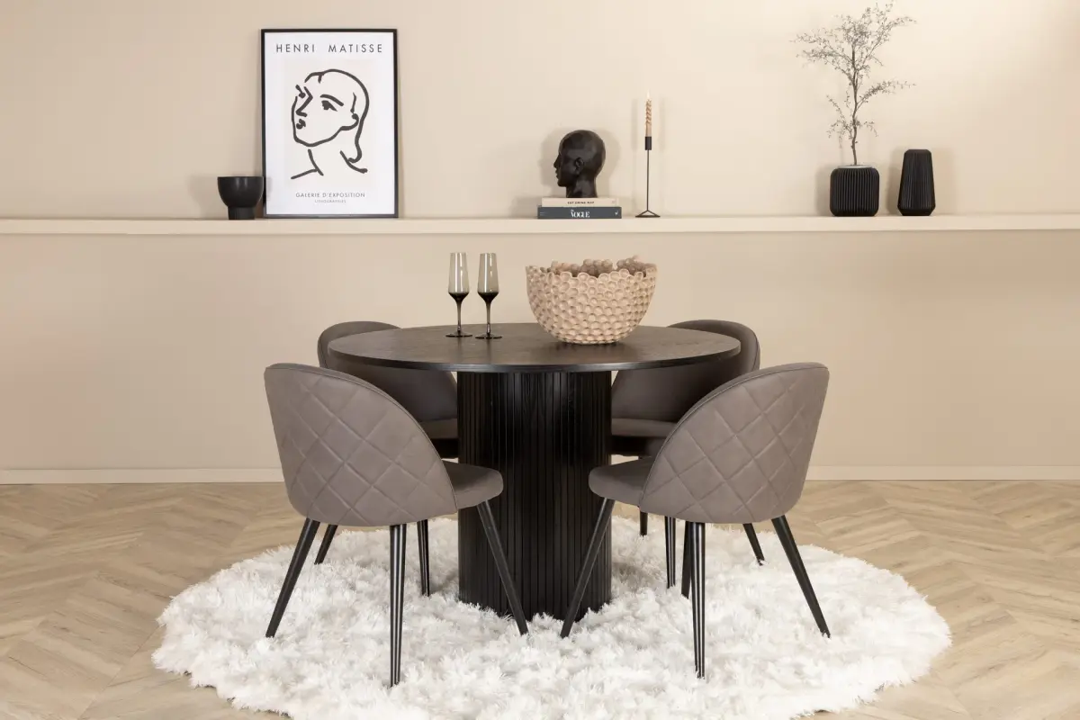 Bianca Rundt Spisebord med 4stk Velvet Spisestol