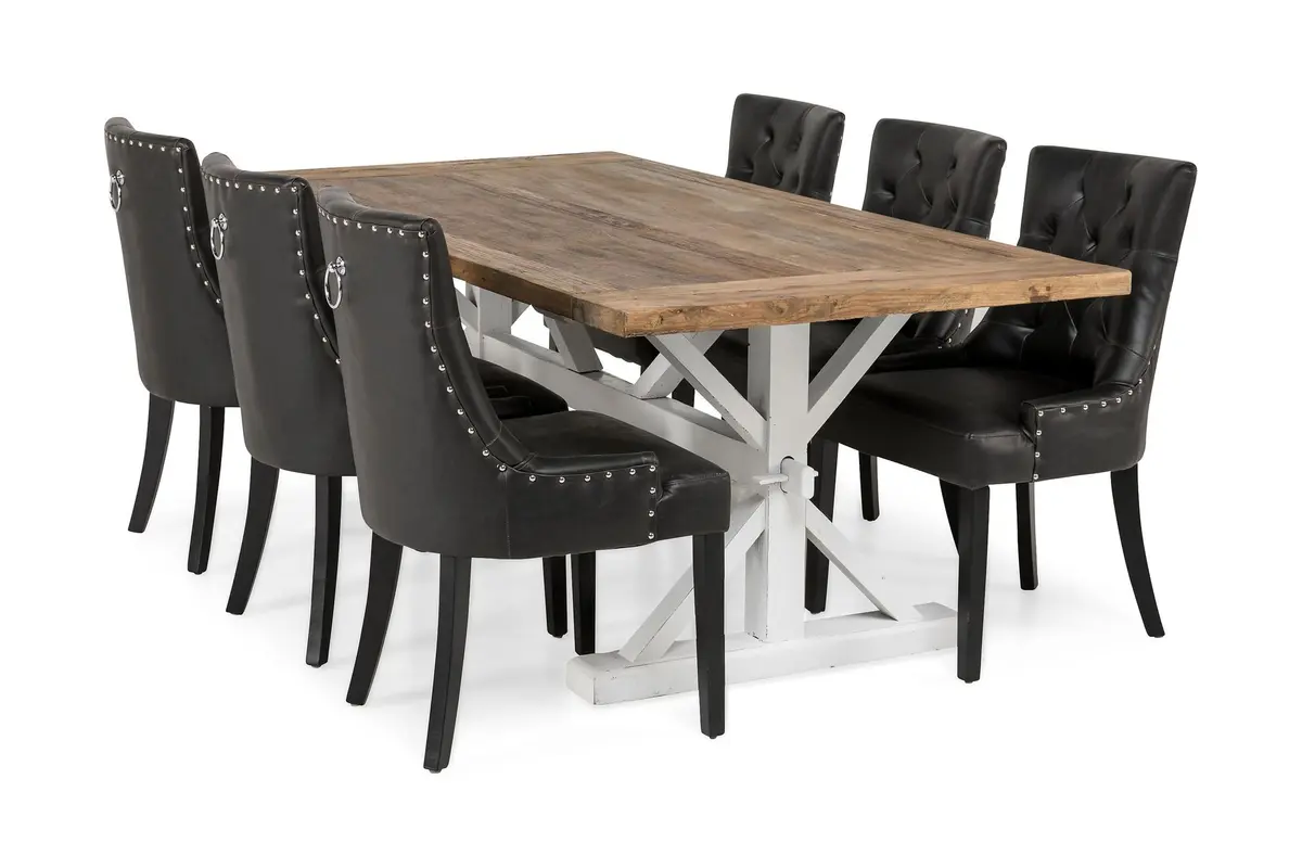 Lyon Forlengningsbar Spisegruppe 200 cm med 6 Tuva Stol