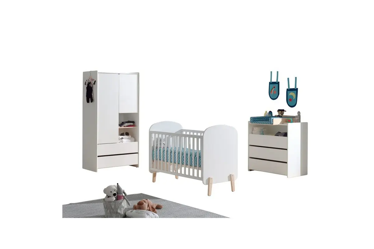 Baby Bed med kommode og garderobe topp Kiddy 2-dører