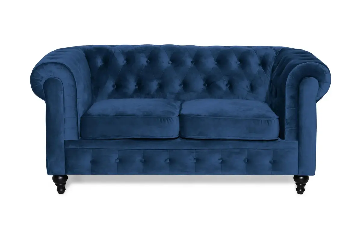 Chesterfield Lyx 2-seter Liten fløyelssofa – Dyp sofa 160 cm bred