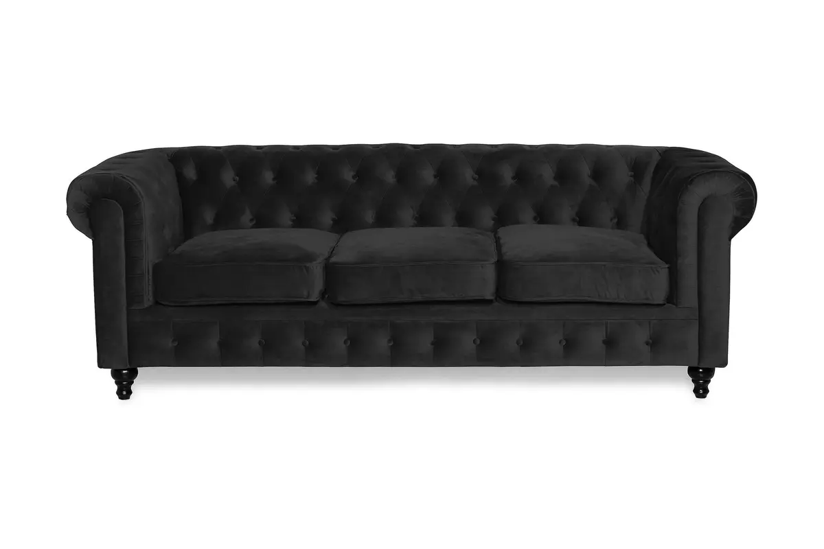 Chesterfield Lyx 3-seter Fløyelssofa – Dyp sofa
