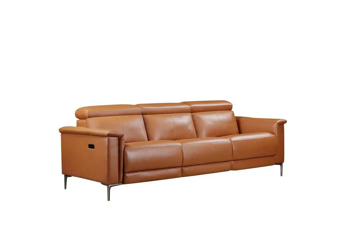 Reclinersofa uten hjørne Loft24 3-seters sofa Lund cognac Brun,Grå