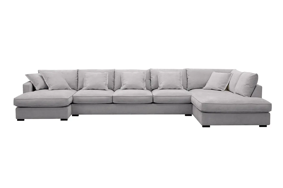 Rossita Lyx 6-seters venstrevendt U-formet ekstra dyp sofa med divan og sjeselong i chenille