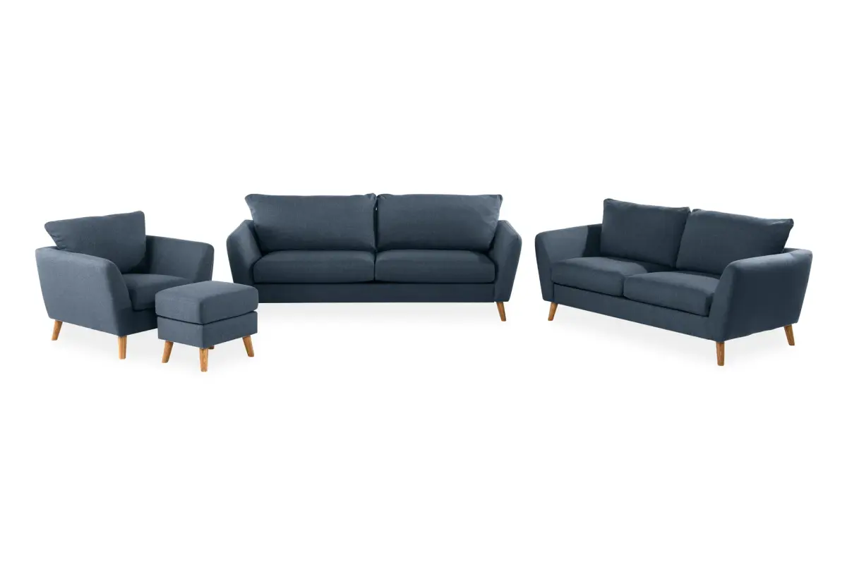 Trend Sofagruppe 3-seters + 2-seters Sofa + Lenestol + Fotskammel i Stoff