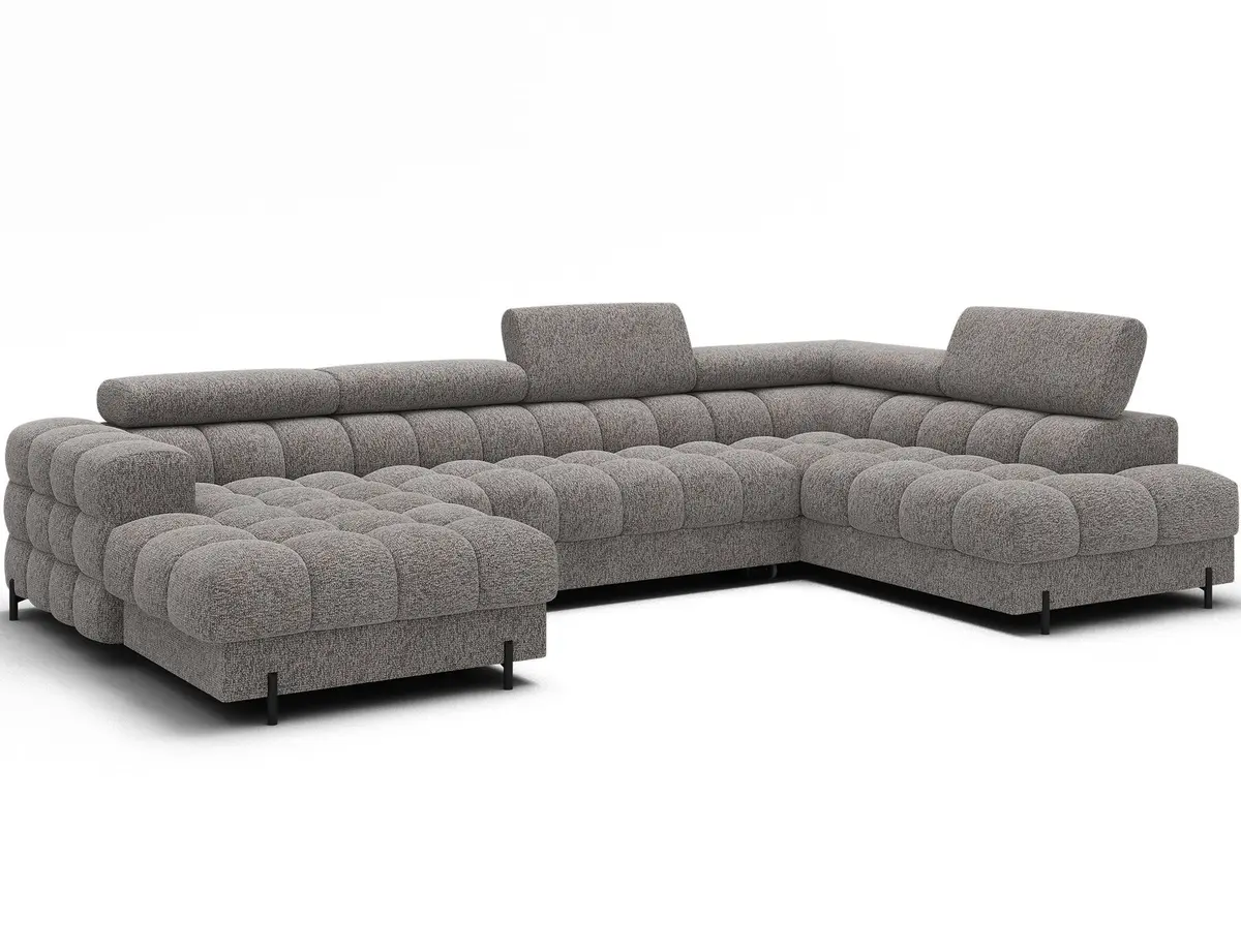 Feraria 6-seters boblete sovesofa med divan og sjeselong, oppbevaring, høyre