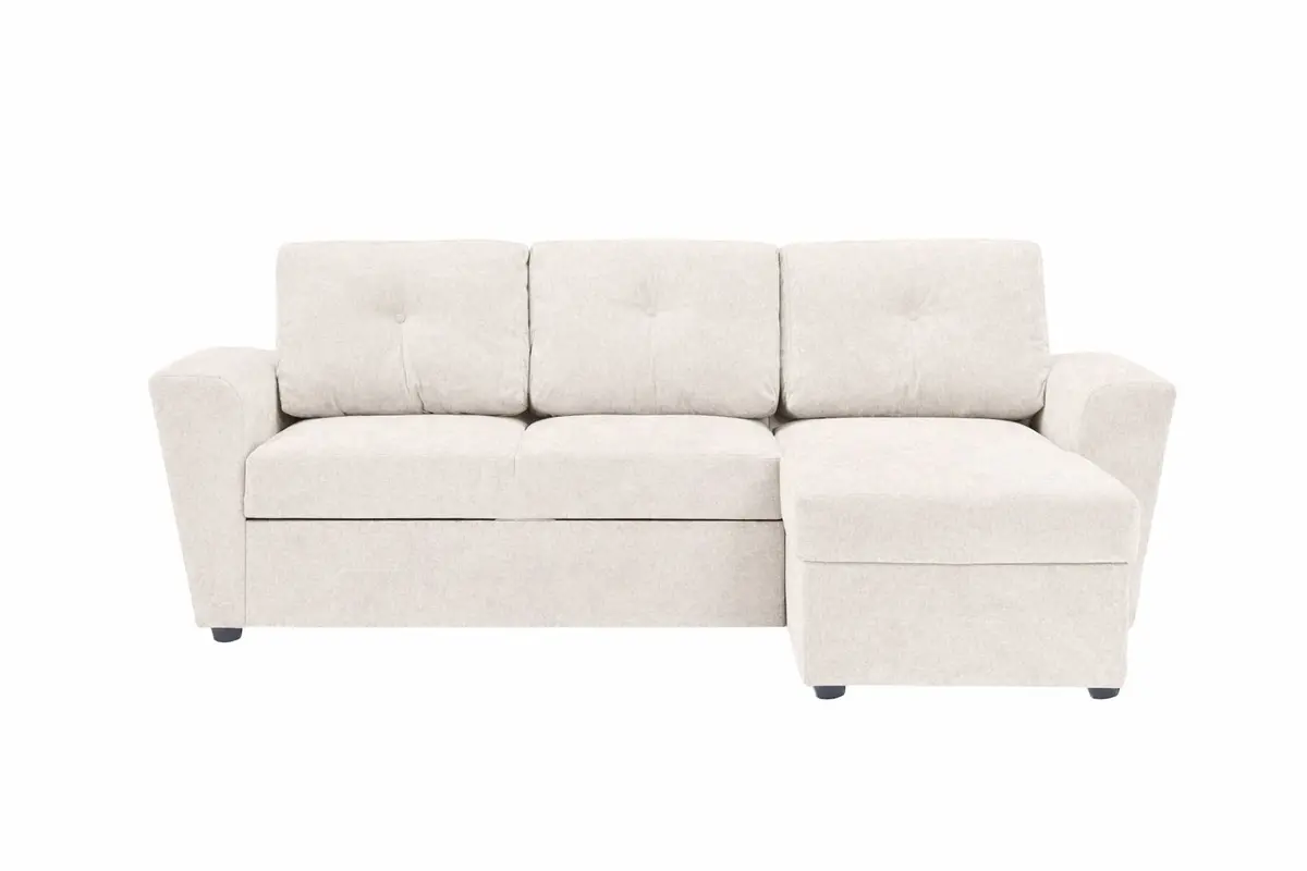 Leia 3-seters vendbar sovesofa med sjeselong og oppbevaring