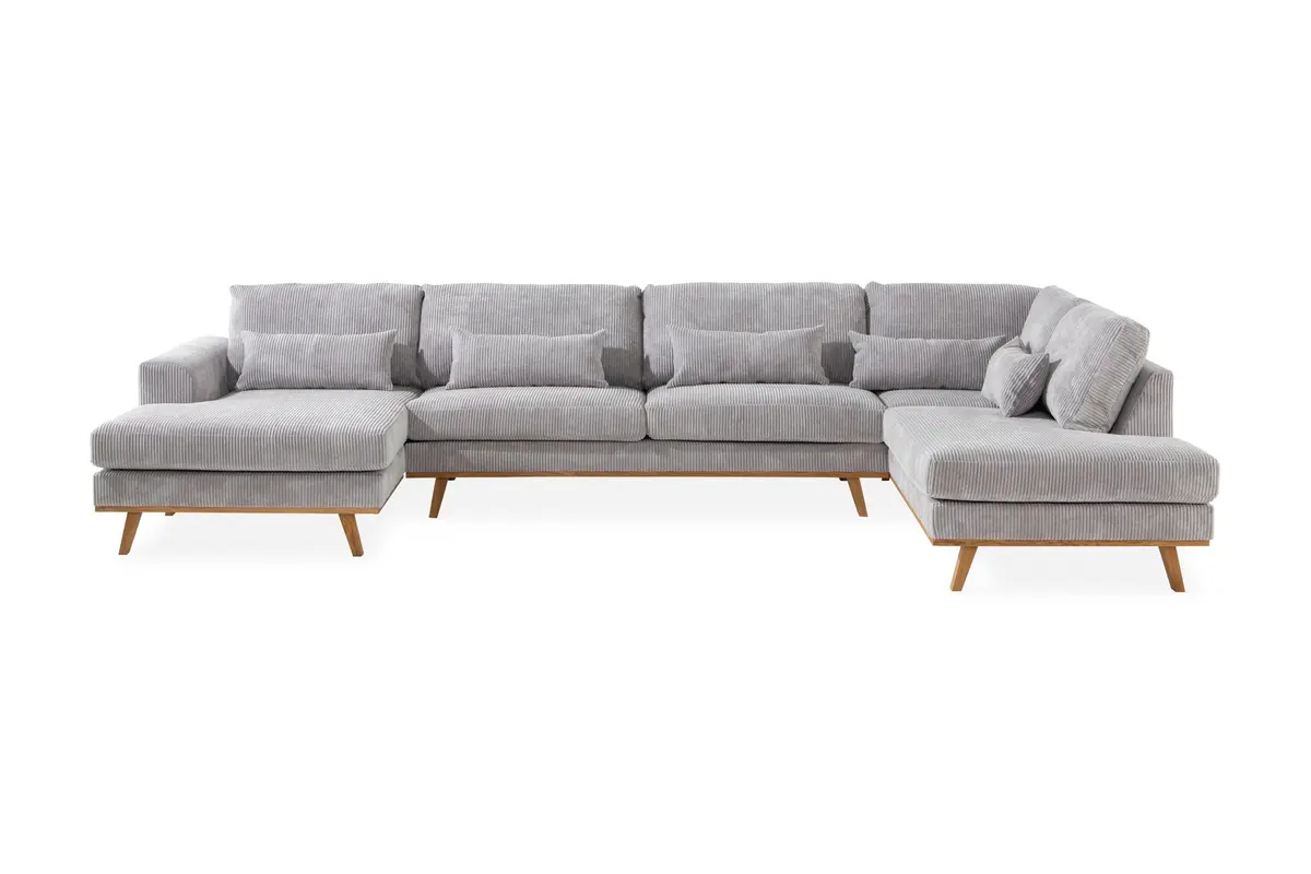 Copenhagen 5-seters Høyrevendt U-formet Sofa med Divan og Sjeselong i Manchester