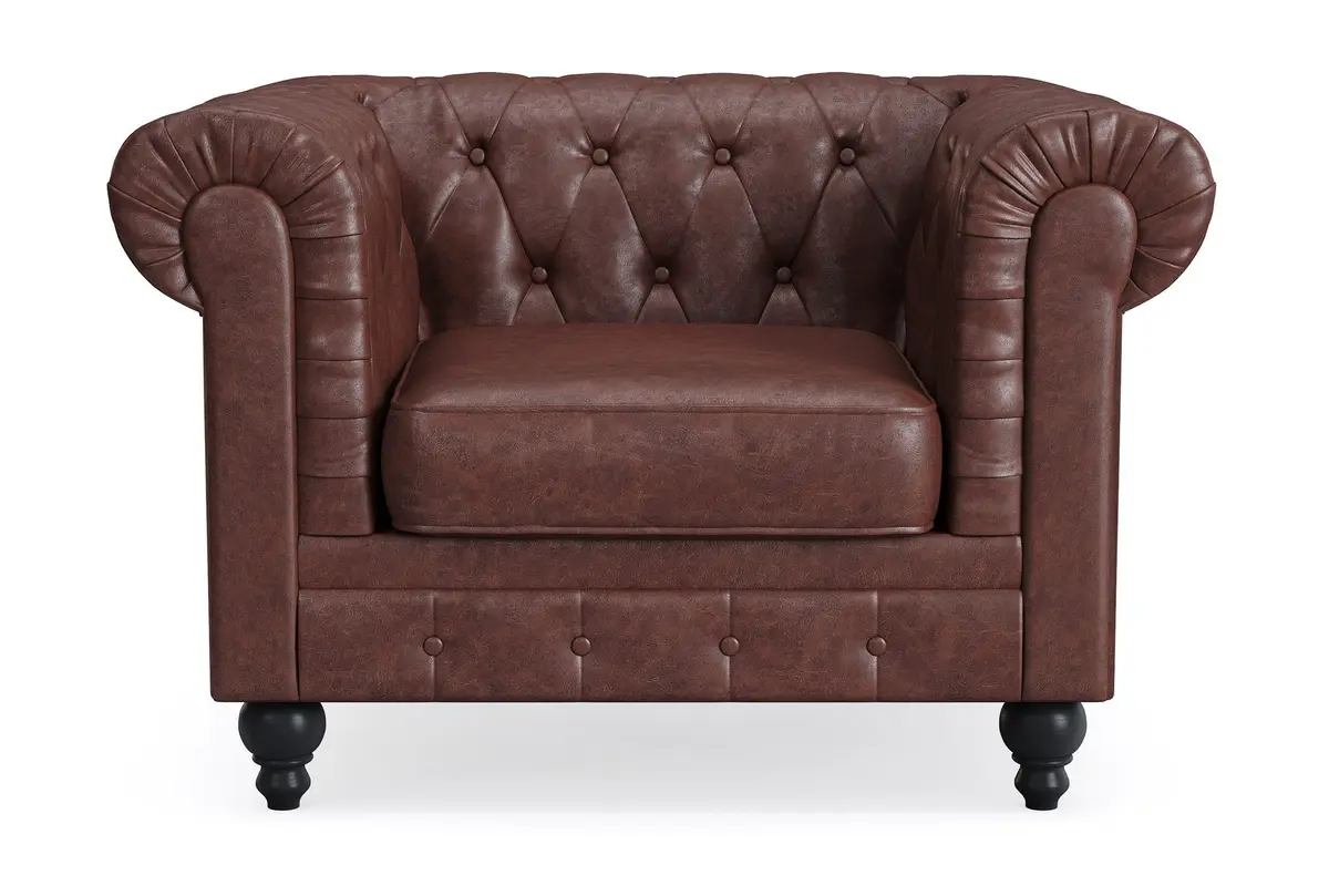 Chesterfield Lyx Stor behagelig dyp fotøyd i kunstskinn til stue